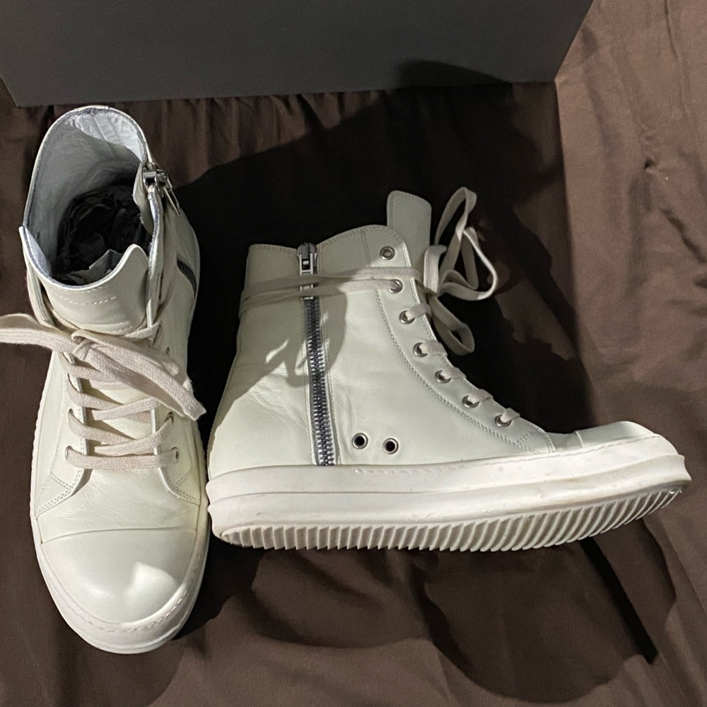 Rick Owens High-top Buffed Calfskin White Sneakers -EURO41 - US8 🤘🏽🎸
